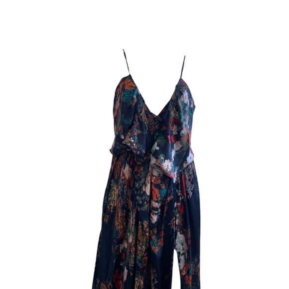 ETXART & PANNO FLORAL SILK MAXI DRESS SPAGHETTI STRAP SILK GOWN - Picture 7 of 16